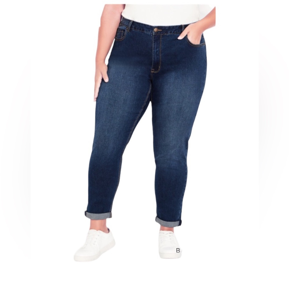 NWT Avenue Premium Stretch Girlfriend Rolled Cuff 14 - Picture 1 of 14